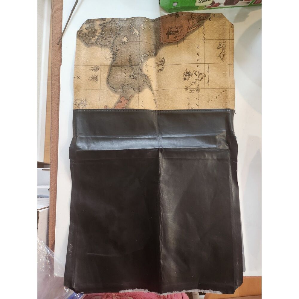 Large piece of Leather w/Geographical Map Print B10